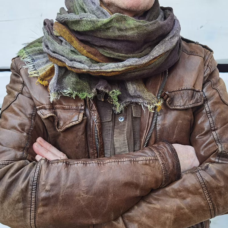 Men's Colorful Striped Natural Linen Scarf