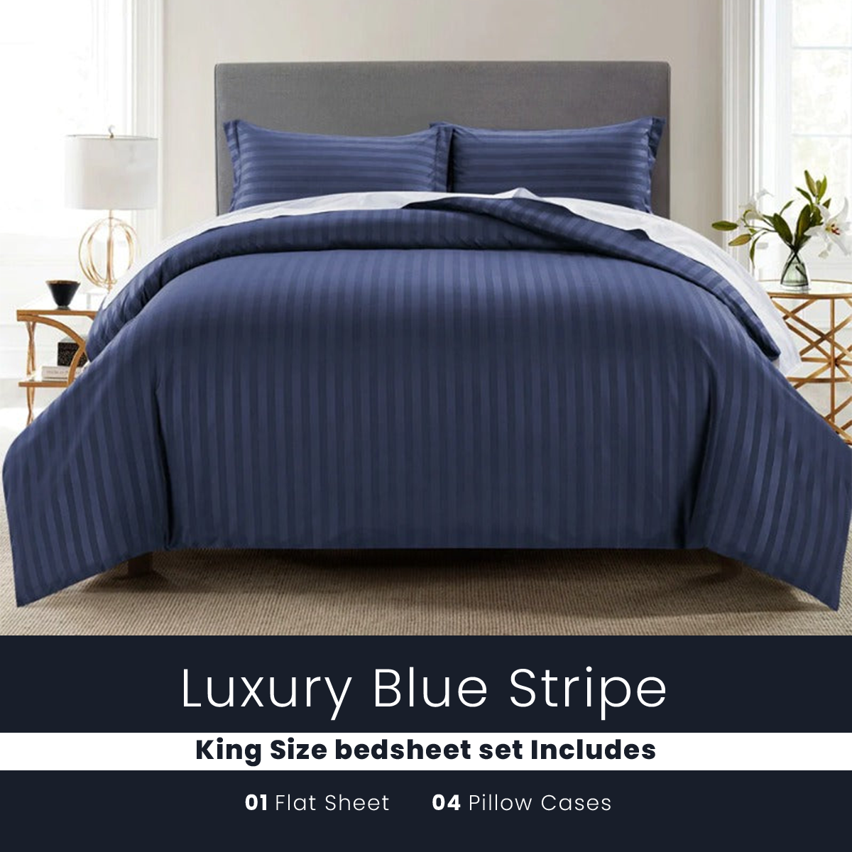 Blue Stripe-Bed Sheet Set