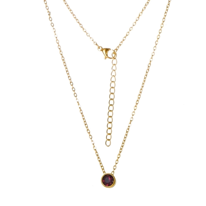 Stainless Steel 18K Gold Plated Rose Gold Plated IG Style Plating Inlay Round Birthstone Pendant Necklace