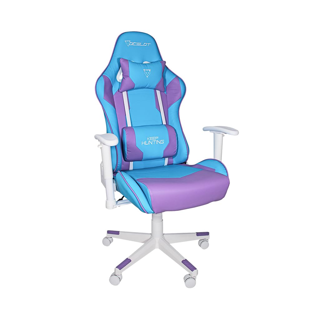 OCELOT GAMING Silla Gamer OGS-01, Base de plástico con descansa Brazos Ajustables y un ángulo de inclinación máxima de 155°, Incluye cojín Lumbar y Cervical - Soporta hasta 150Kg