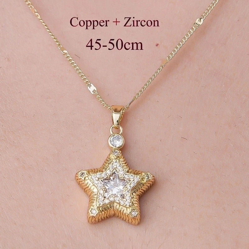 Minimalist Rainbow Star Moon Stainless Steel Titanium Steel Polishing Plating Pendant Necklace