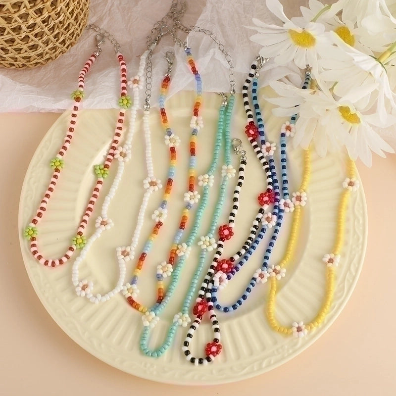12 Pieces Minimalist Geometric Beaded Inlaid Pearls Women's Necklace