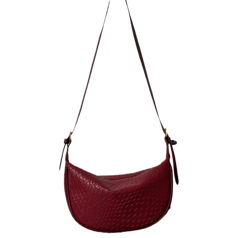 Women's Medium Pu Leather Solid Color Basic Classic Style Dumpling Shape Zipper Underarm Bag