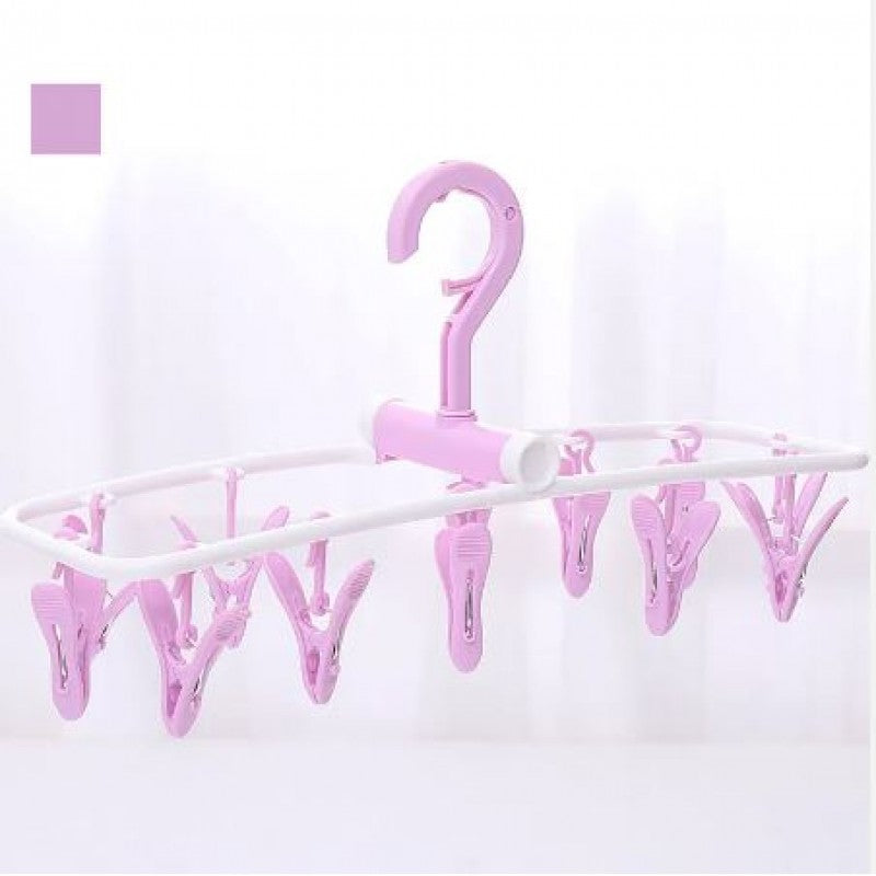 Space Saving Folding 12 Clips Drip Hangers for Baby Clothes Socks Laundry