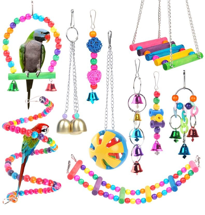 Bird Toy Parrot Cage Swing Stand Pole