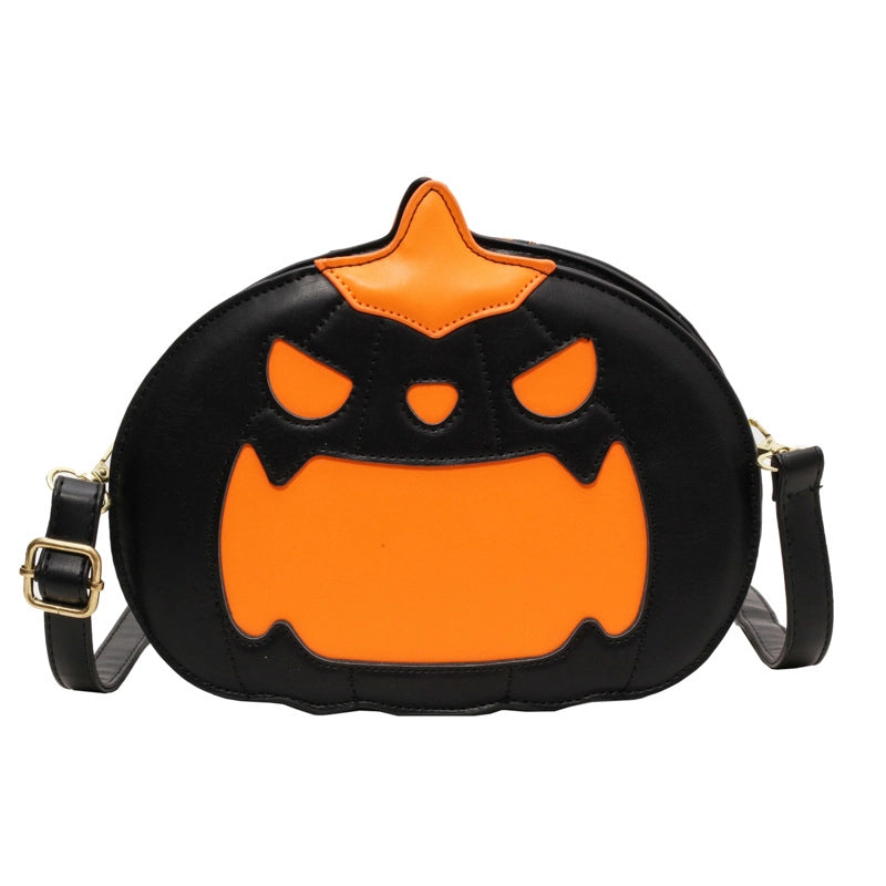 Halloween Women's Small Pu Leather Pumpkin Streetwear Zipper Shoulder Bag
