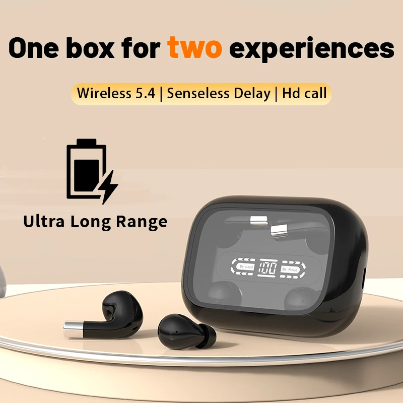 New 2in1 Dual Headphones 5.4 Bluetooth Wireless Earphones Sports Sleeping Noise Reduction HD Call Headset HIFI Music Bass Earbuds