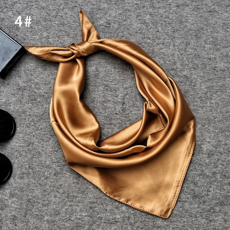 Women's Minimalist Solid Color Satin Printing Silk Scarf