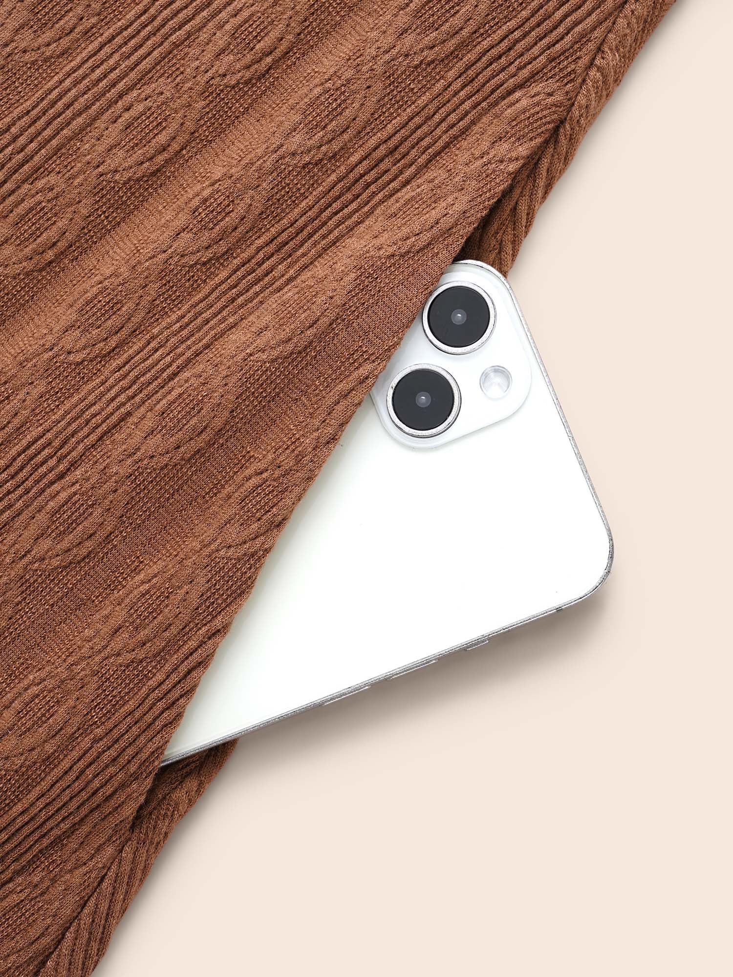 Plain Textured Button Detail Midi Dress