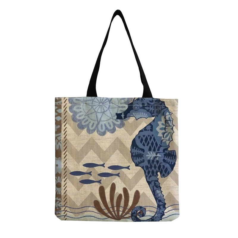 Women's Medium Linen Animal Beach Square Open Shopping Bags