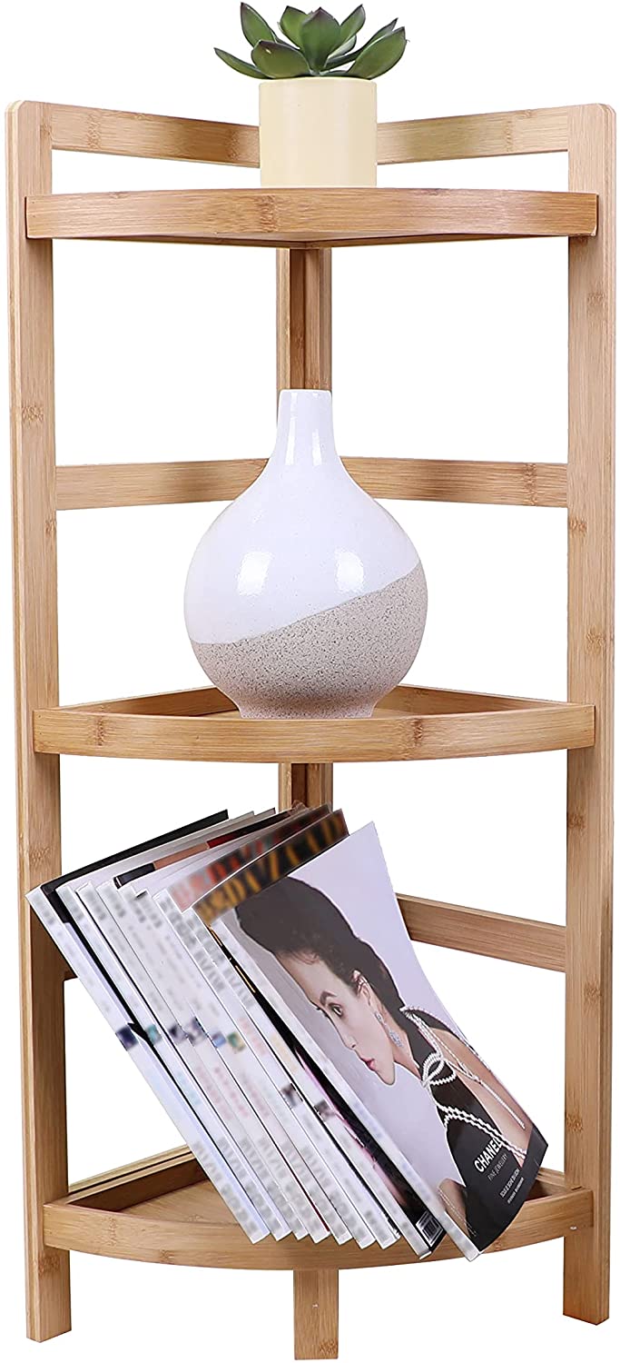 3 Tier Bamboo Corner Shelf Storage Rack