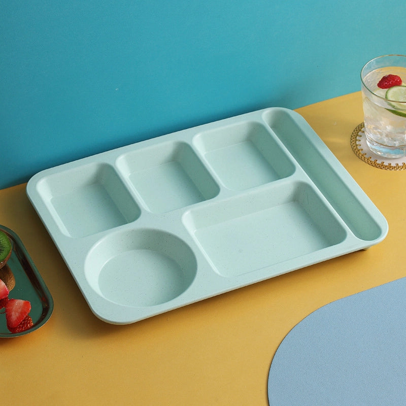 Creative Wheat Straw Dinner Plate Set Household Adult And Student's Split Fast Food Plate Thickened Canteen Rice Plate Bowl Cup And Saucer