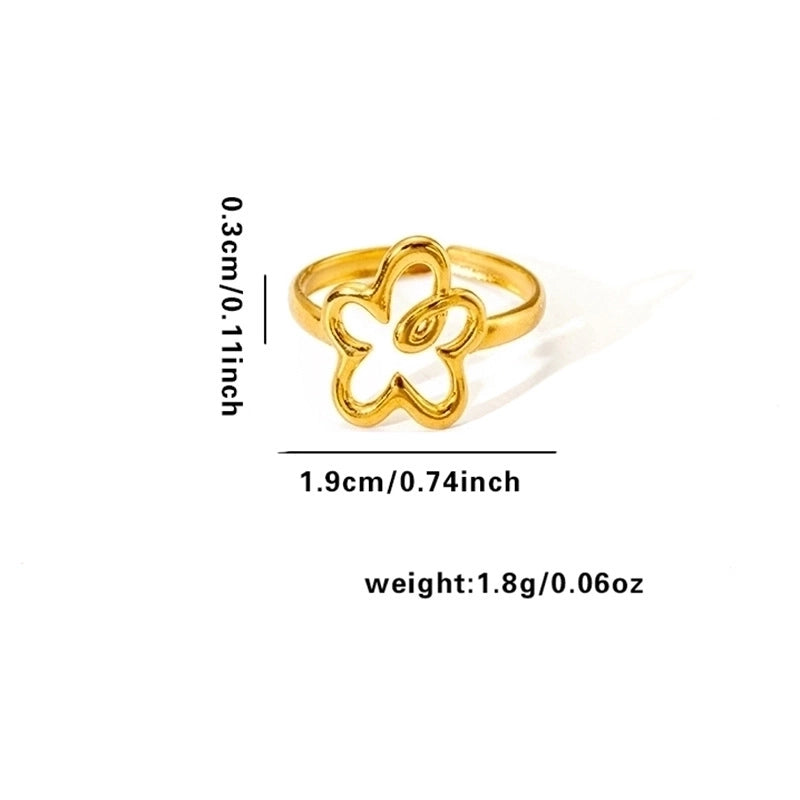 Minimalist Classic Style Leaf Heart Shape Flower Titanium Steel Plating Rings