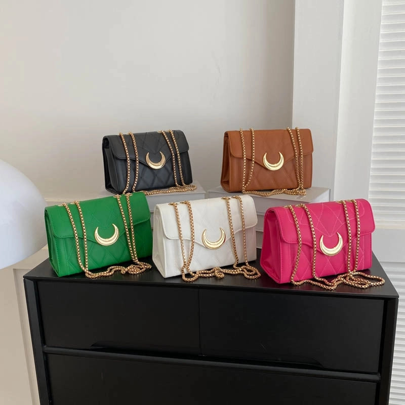 Women's All Seasons Pu Leather Solid Color Classic Style Square Magnetic Buckle Shoulder Bag