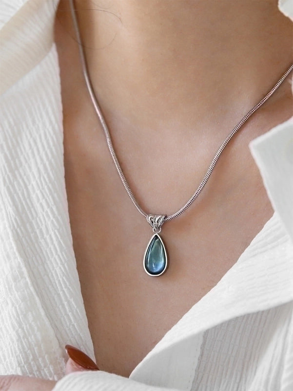 Copper Minimalist Inlay Round Zircon Solitaire Necklace