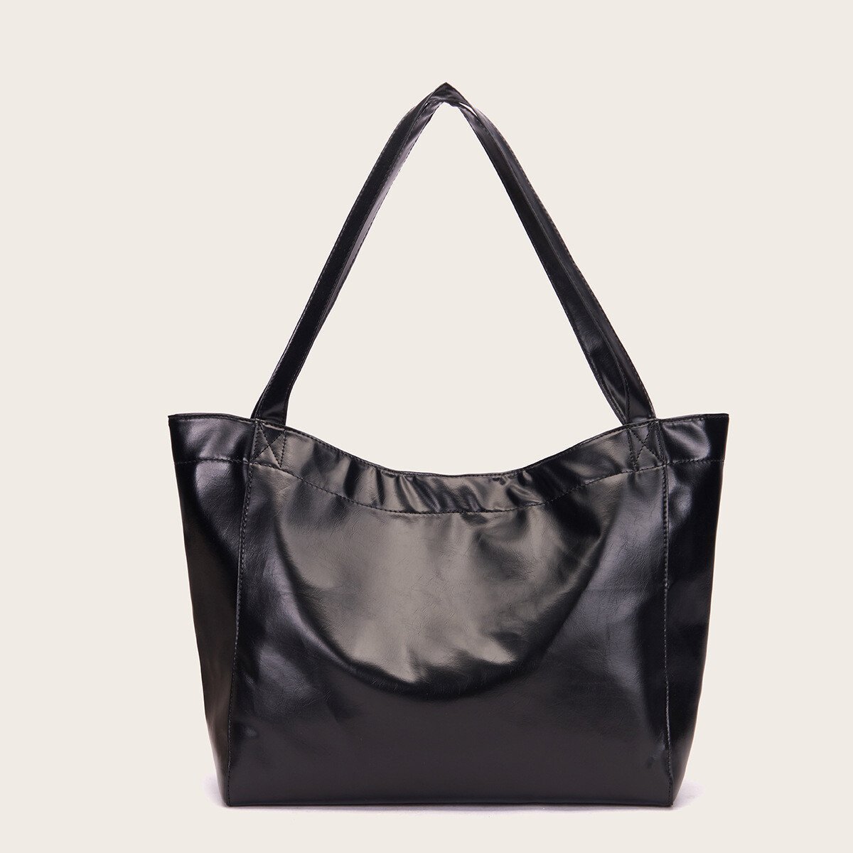 Women's Large Soft Leather Tote Bag With Pocket