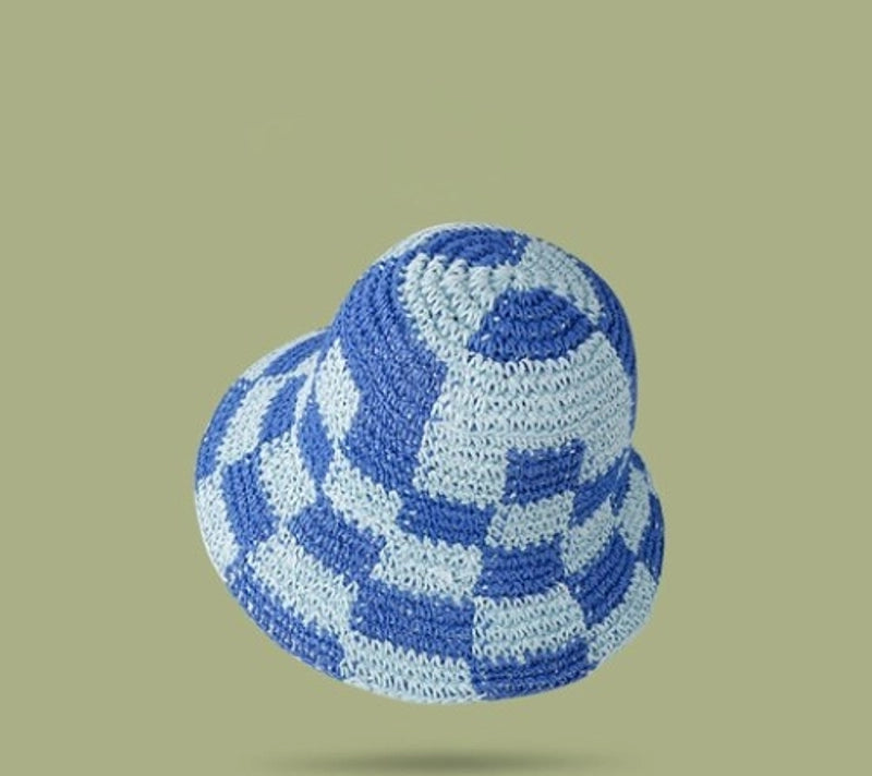 Women's Basic Lattice Braid Flat Eaves Straw Hat