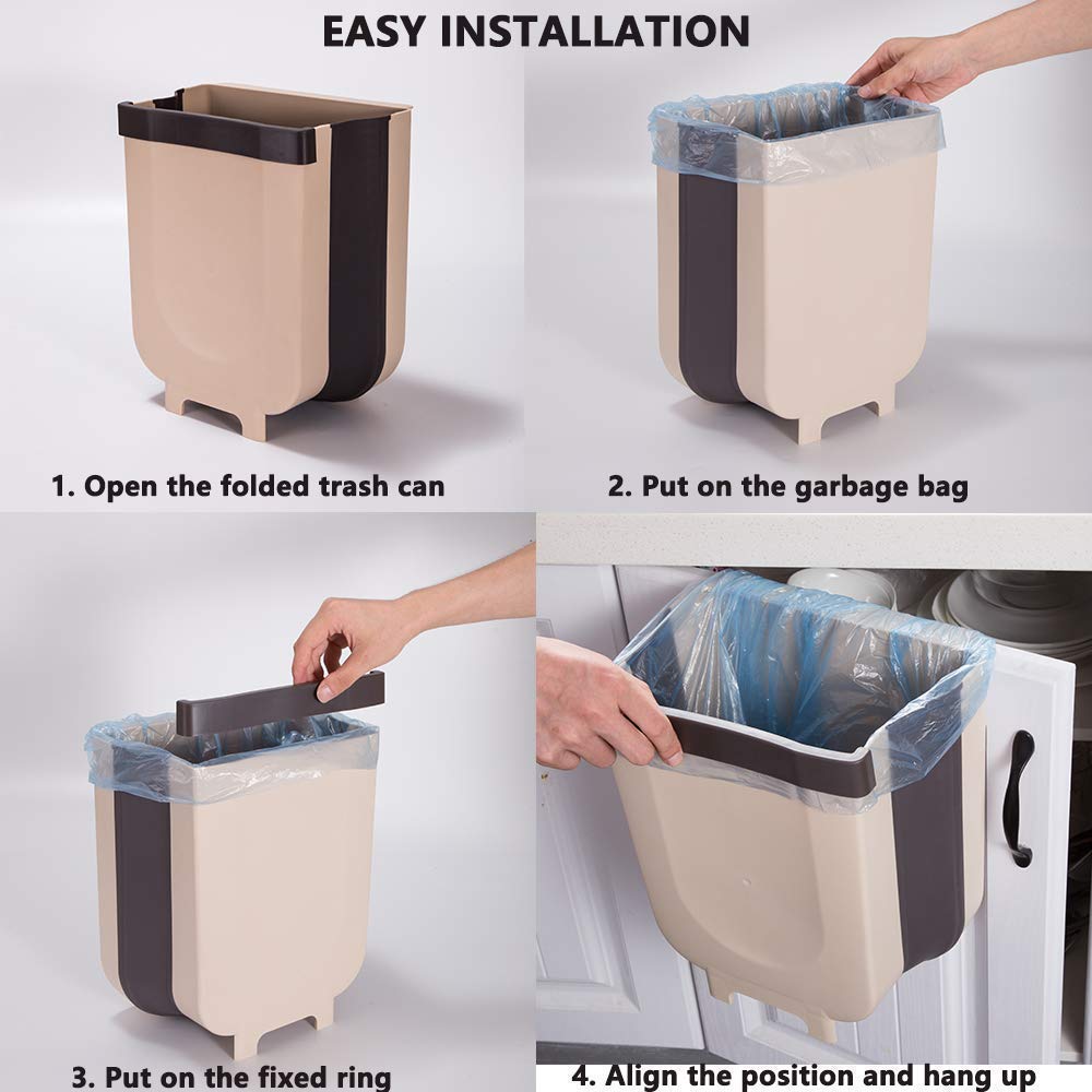 Hanging Trash Can Kitchen Cabinet Door Collapsible Dust Bin. Hanging Trash Holder Dustbin