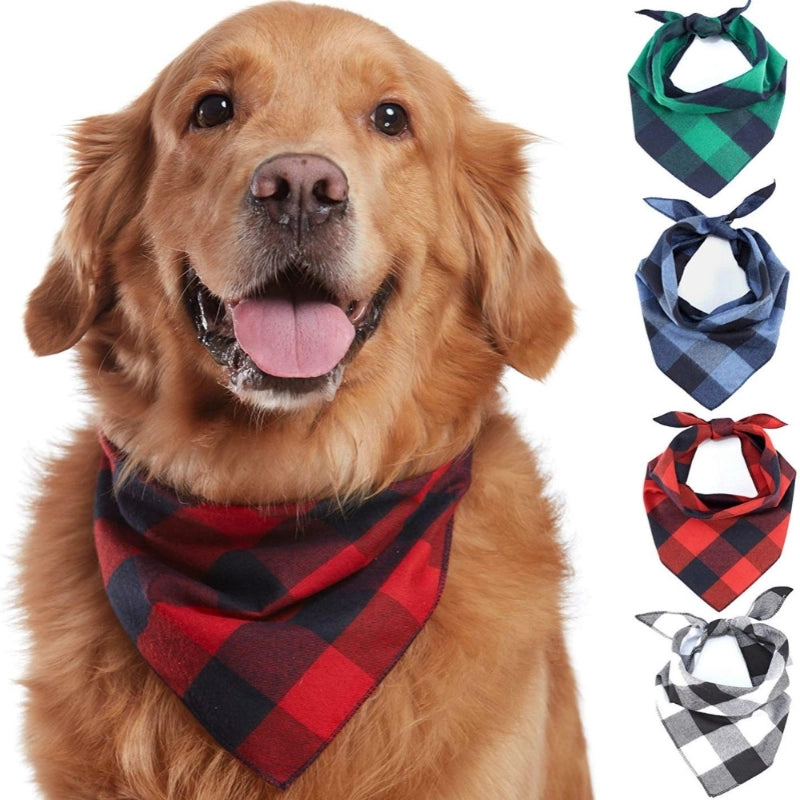 Pet Classic Plaid Triangle Slippery Towel Small Medium Dogs And Cats For Autumn And Winter Velvet Scarf