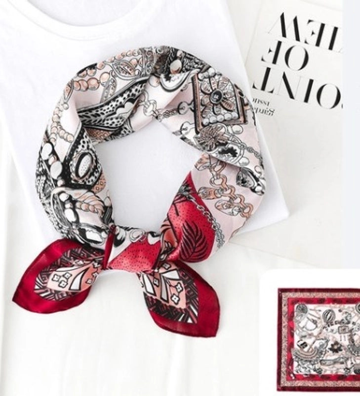 Women's Minimalist Printing Satin Silk Scarves