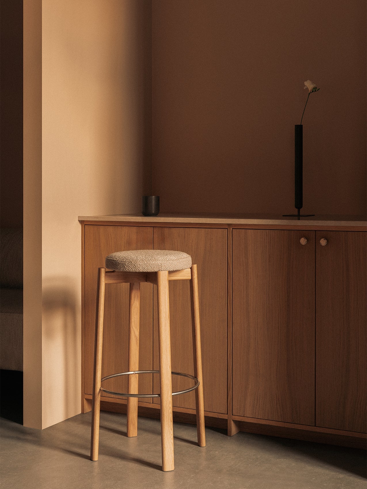 Passage Bar Stool. Upholstered Seat
