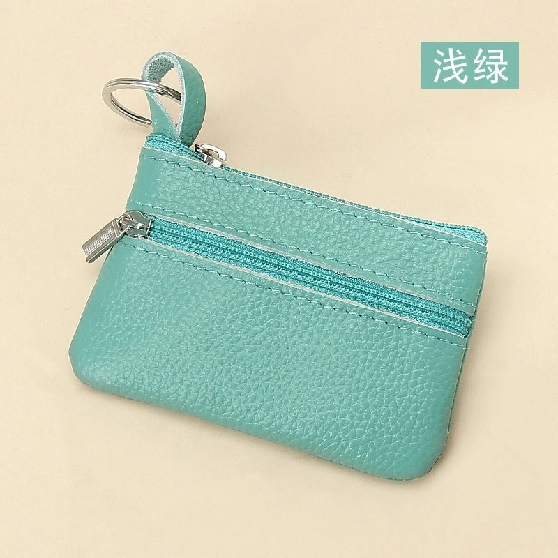 Women'S Solid Color Leather Coffee Royal Blue Apricot Zipper Wallets