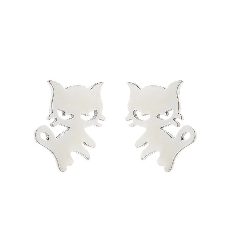 1 Pair Cute Cat Plating 304 Stainless Steel 18K Gold Plated Ear Studs