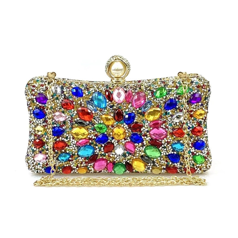 Green Pink Rose Red Arylic Water Droplets Pillow Shape Evening Bags