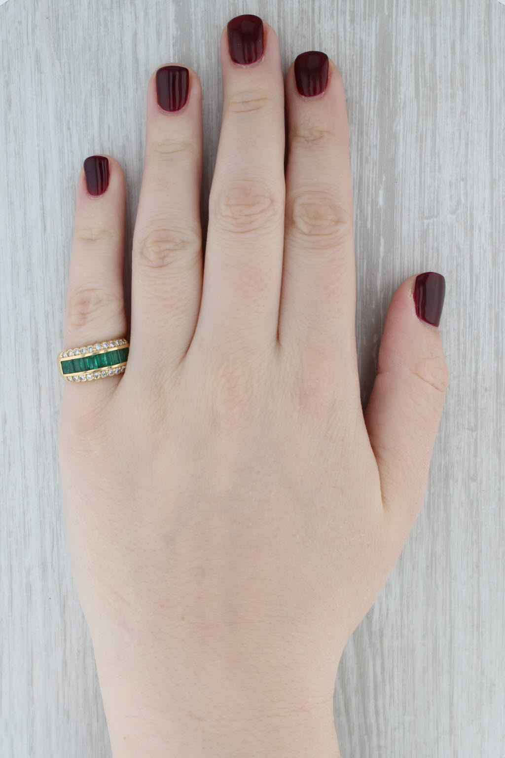 1.60ctw Emerald Diamond Ring 18k Yellow Gold Size 6.75