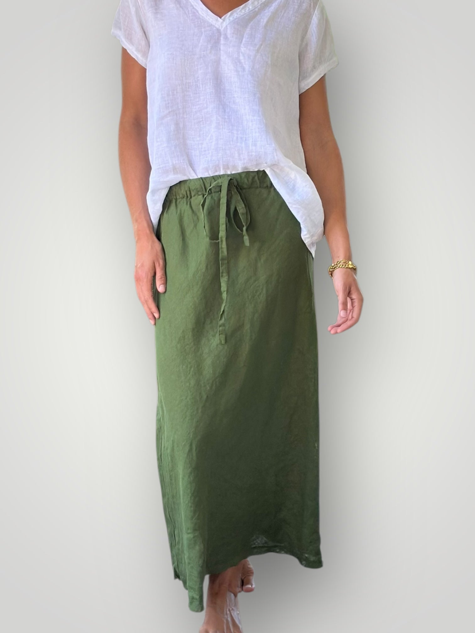 anthea skirt - moss linen