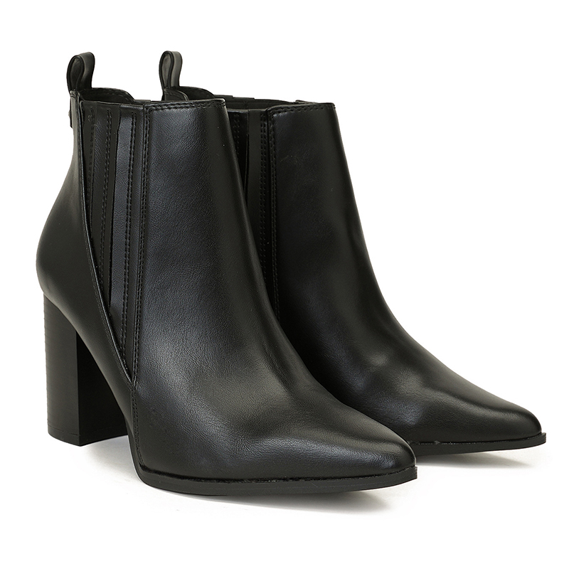 Stitching Studded Pointy Toe Chunky Heels Chelsea Boots