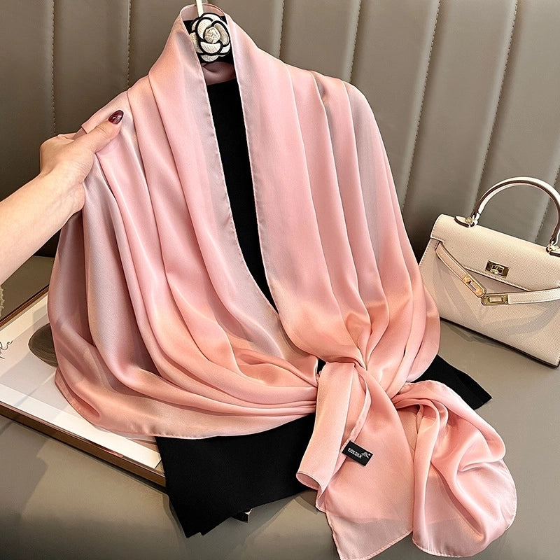 Women's Minimalist Classic Style Solid Color Imitated Silk Silk Scarf