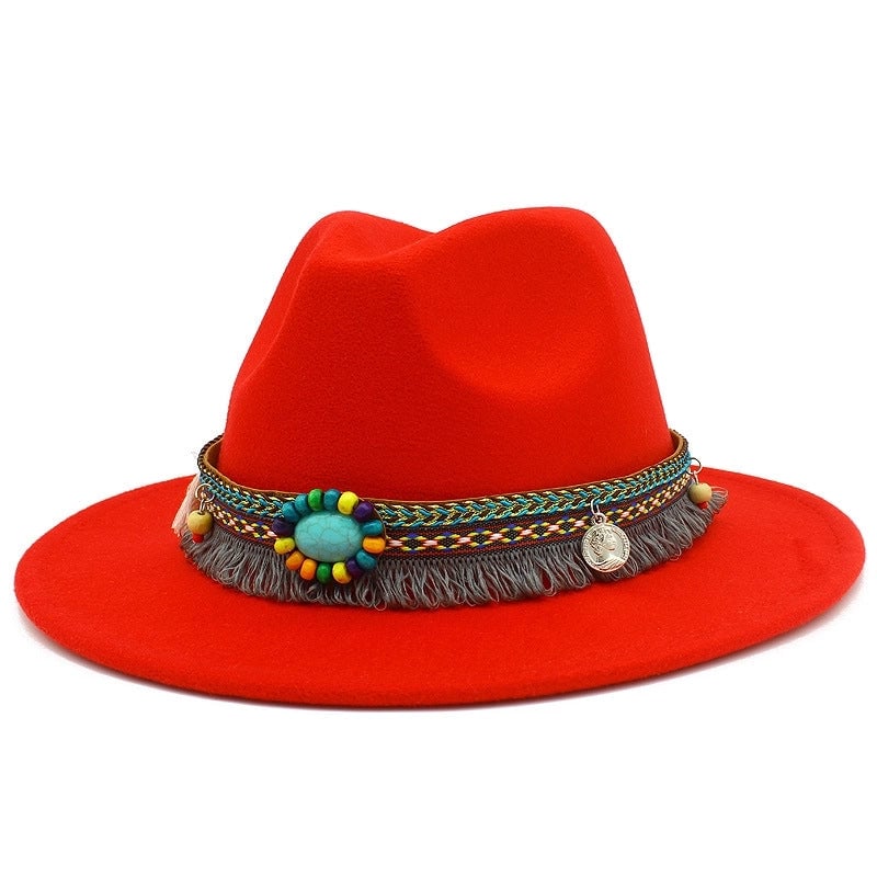 Lightweight New Jazz Hat Men's And Women's Retro Ethnic Style Top Hat Woolen Gentleman Hat Felt Hat