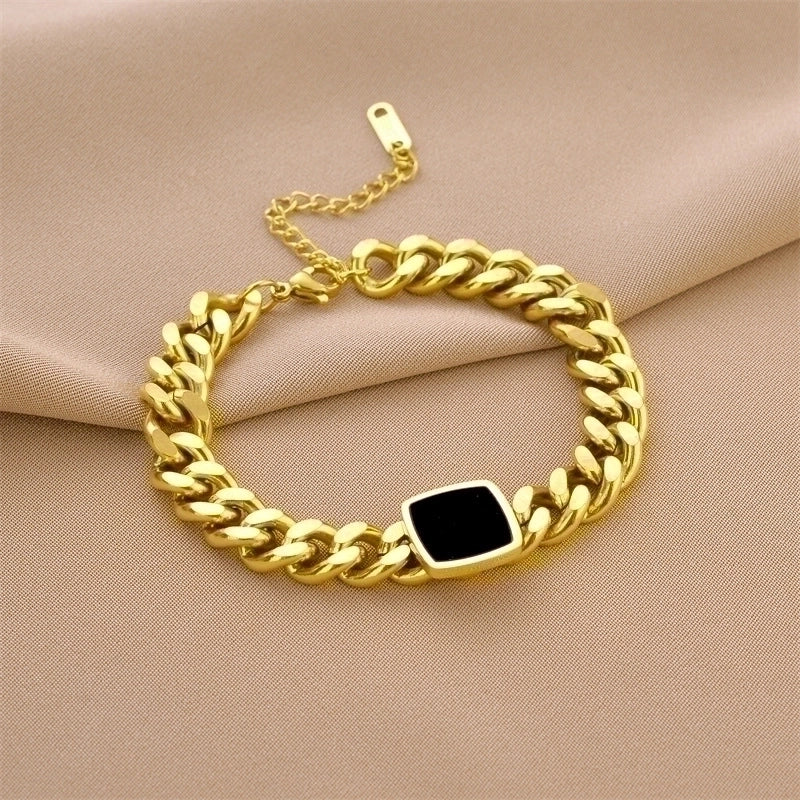 Minimalist Square Titanium Steel Plating Bracelets Necklace 1 Piece