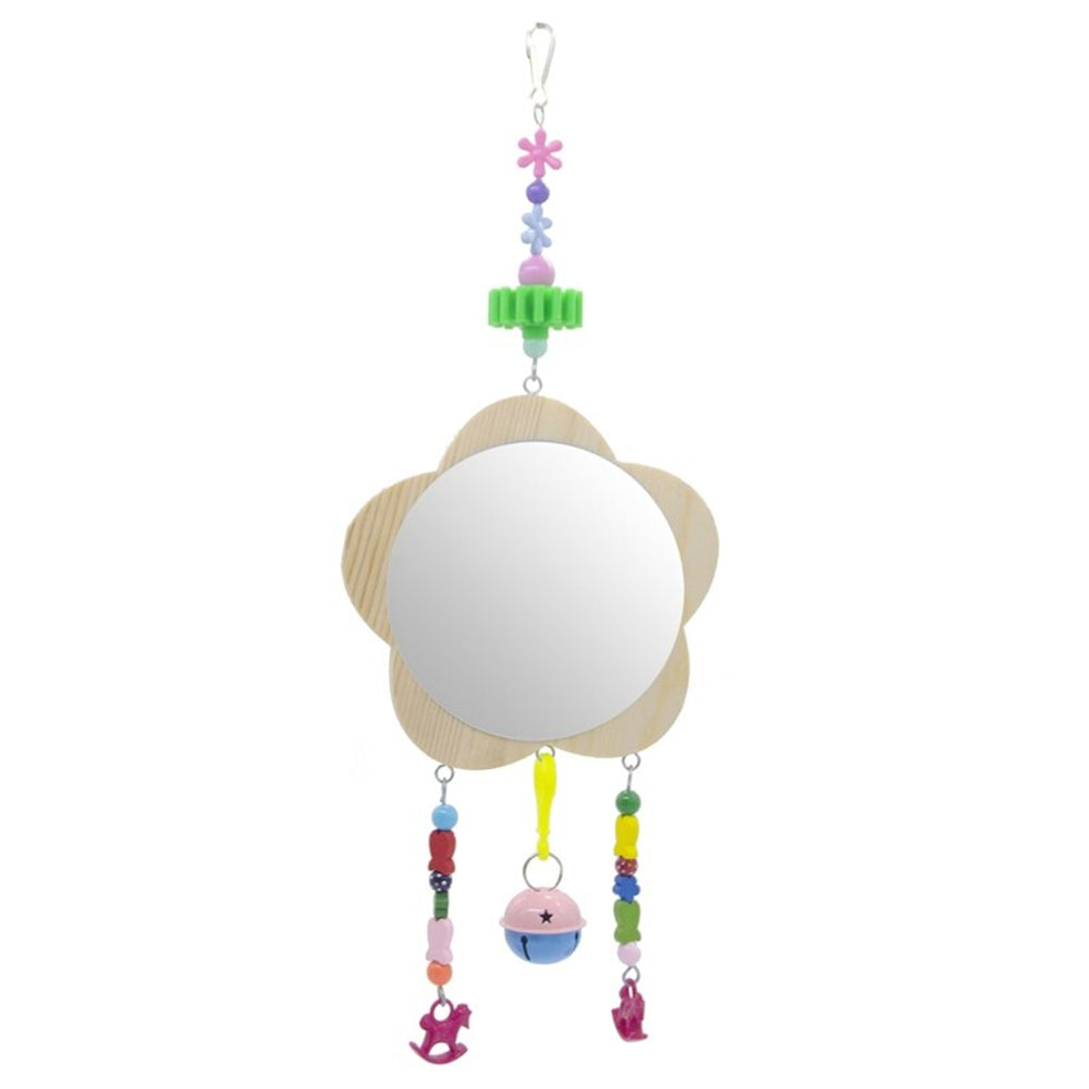 Wood Mirror Toy with Bell For Bird Toys