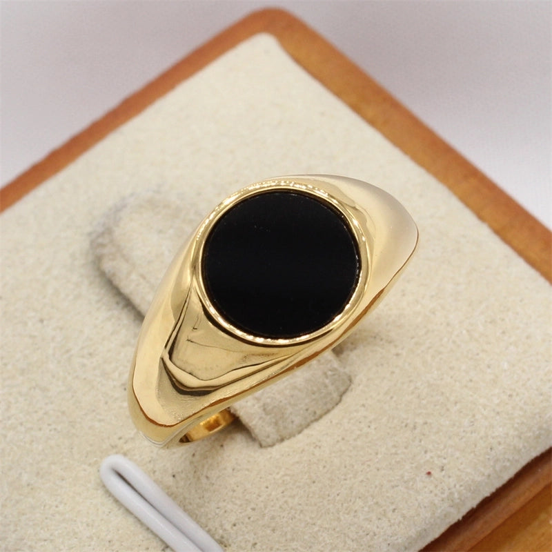 Retro Round Titanium Steel Rings