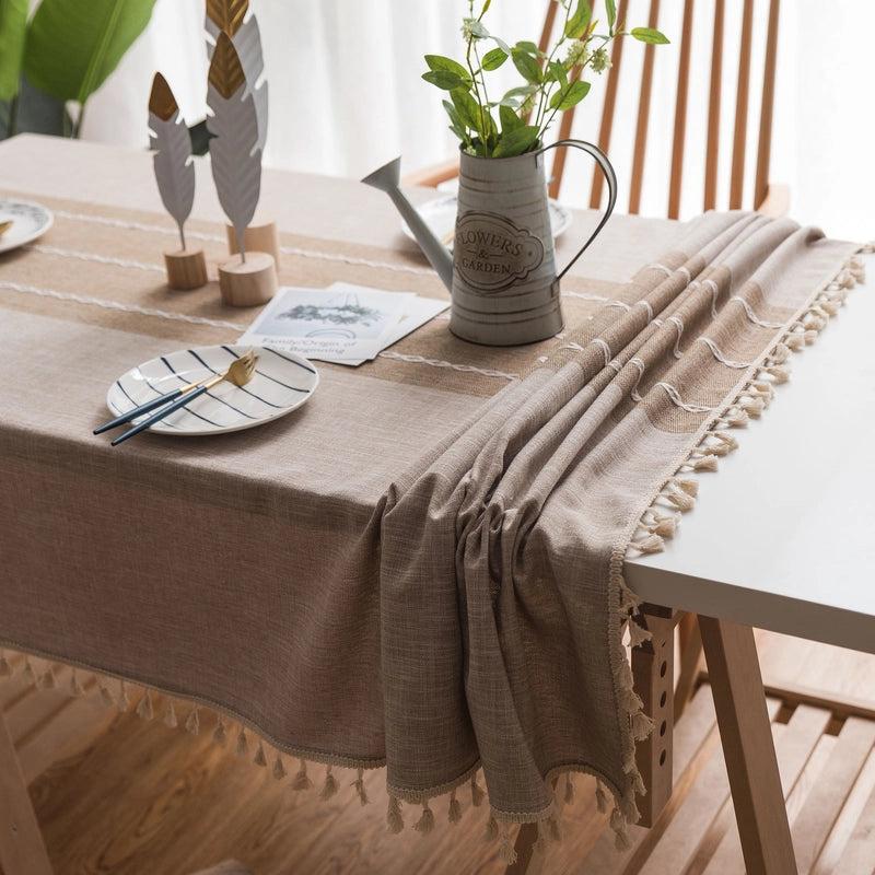 Waterproof Style  Imitation Cotton And Linen Small Fresh Style Tablecloth Artistic Round Table Coffee Table Table Fabric Rectangular Tablecloth