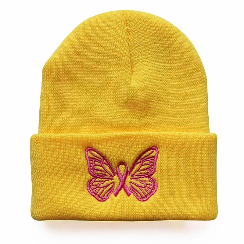 Women's Minimalist Butterfly Embroidery Crimping Wool Cap