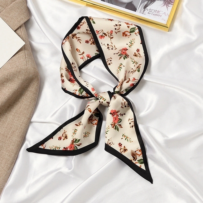 Women's Elegant Flower Satin Silk Scarf