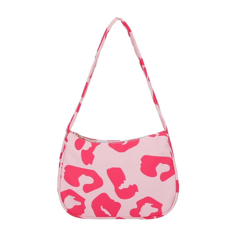 Women's Small Cloth Leopard Streetwear Zipper Underarm Bag