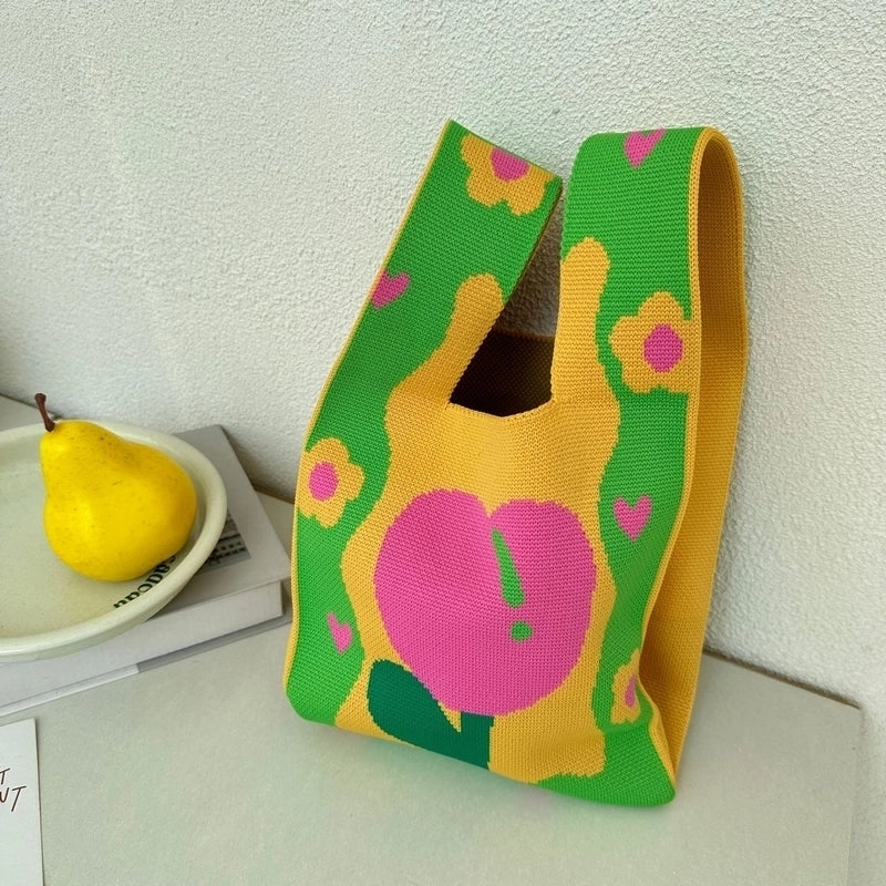 Women's Small Polyester Floral Tulip Streetwear Square Open Handbag