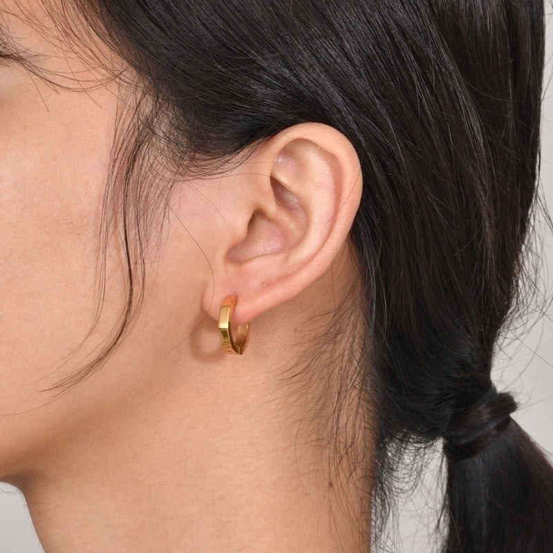1 Pair Minimalist Geometric Plating 201 Stainless Steel Gold Plated Hoop Earrings