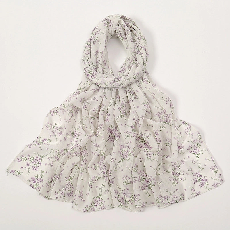 Women's Elegant Sweet Flower Polyester Scarf Shawl