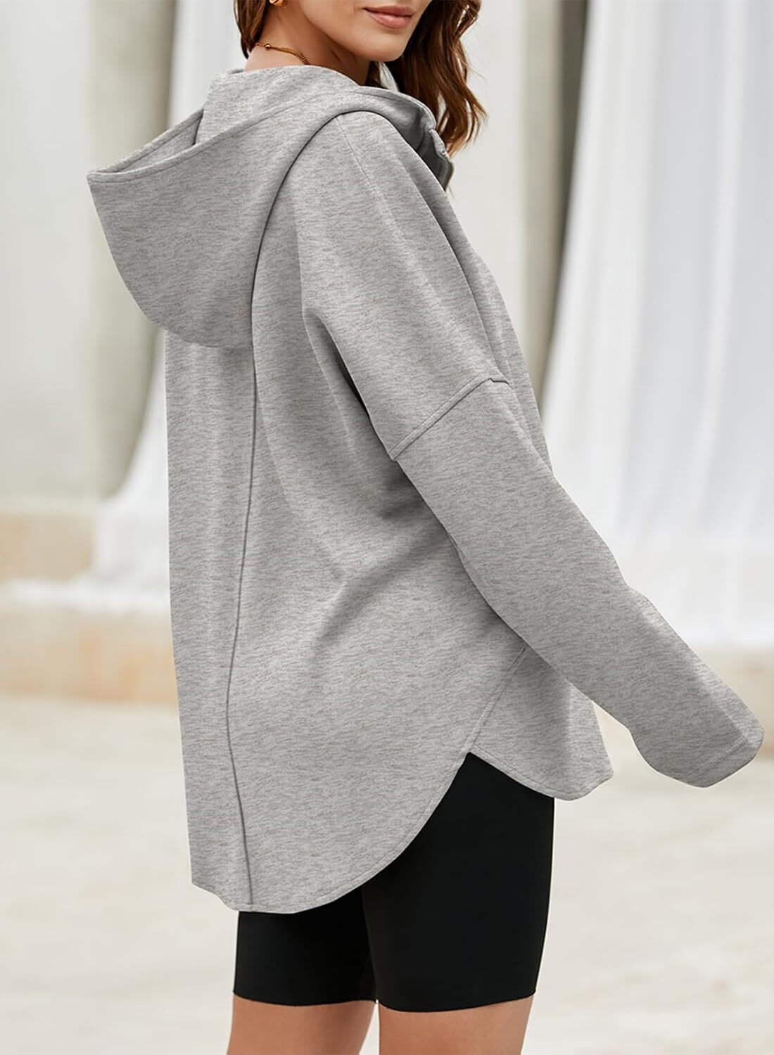 FINAL SALE⚡5 Packs for $25.95⚡- Women's Oversized Hoodies Casual Long Sleeve Half Zipper Pocket Sweatshirt Pullover Tops