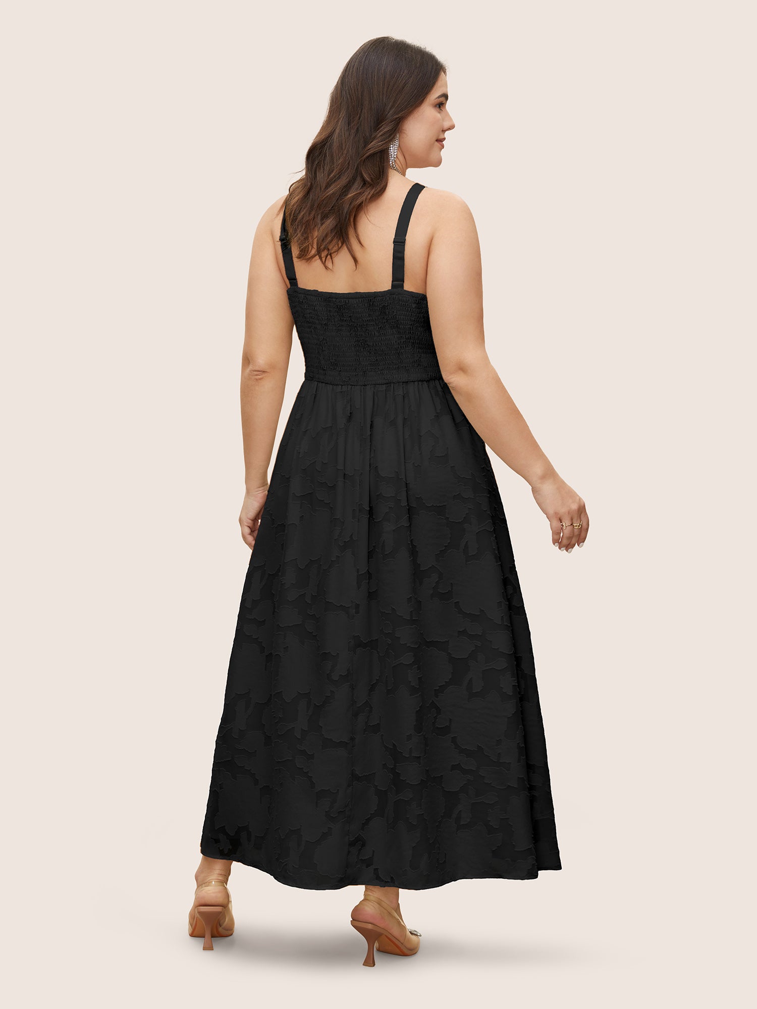Abstract Textured Shirred Pocket Dress