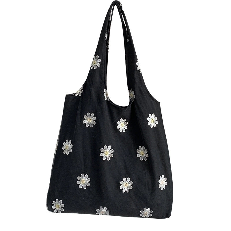Women's Large Canvas Daisy Classic Style Square Open Underarm Bag