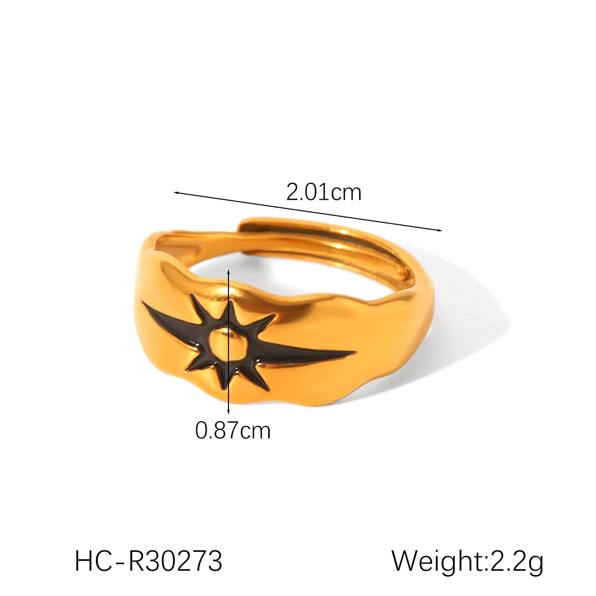 Stainless Steel Diamond Ring Titanium Steel Eight-Pointed Star Ring Female Versatile Hand Jewelry