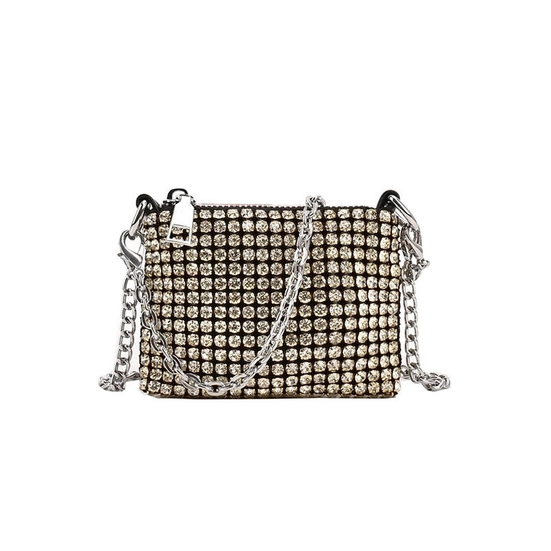 Silver Pvc Solid Color Square Evening Bags