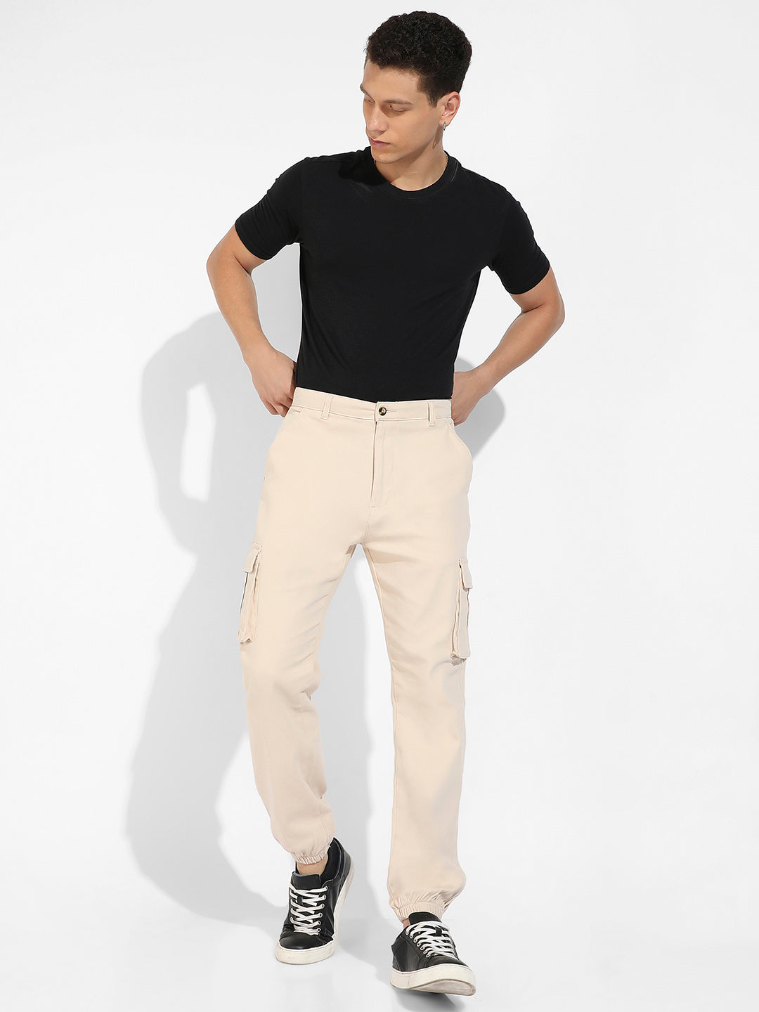Cuffed Hem Cargo Trousers