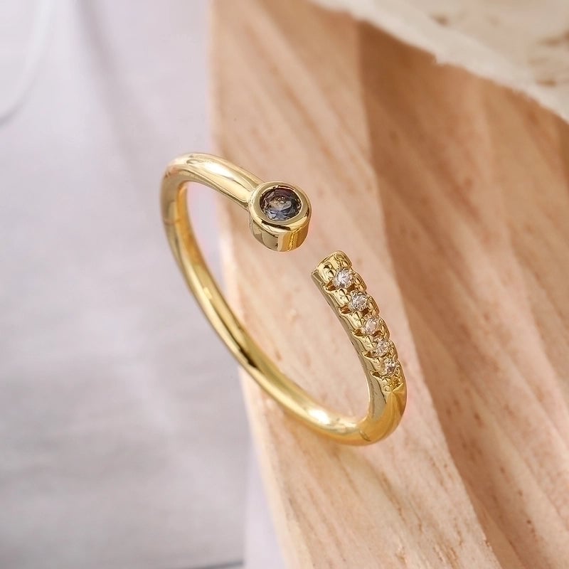 Minimalist Water Droplets Copper 18k Gold Plated Zircon Open Rings In Bulk
